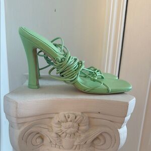 Scanlan Theodore Spaghetti Straps Heeled Sandals in Mint